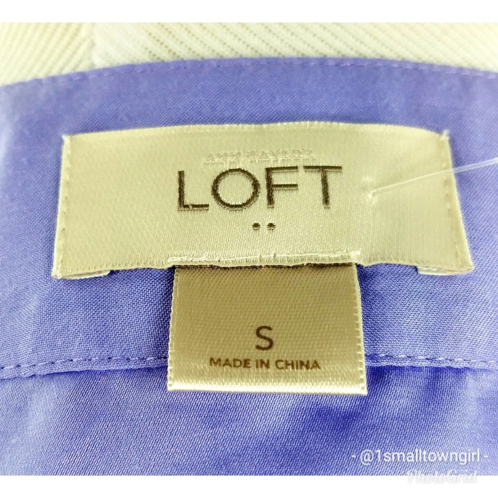 Loft lavender ruffle front bib u neck tank top S - Picture 6 of 6
